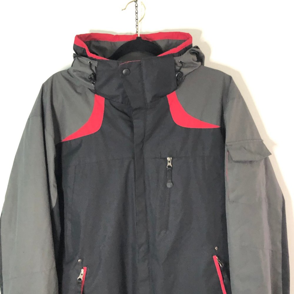 Lanesboro Gray Black Red Hood Zip Sport Jacket M